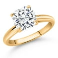 thumbnail image 2 of Gem Stone King 10K Yellow Gold White Moissanite Solitaire Engagement Ring for Women (2.40 Cttw, Cushion 8MM, Gemstone Birthstone, Size 8), 2 of 4