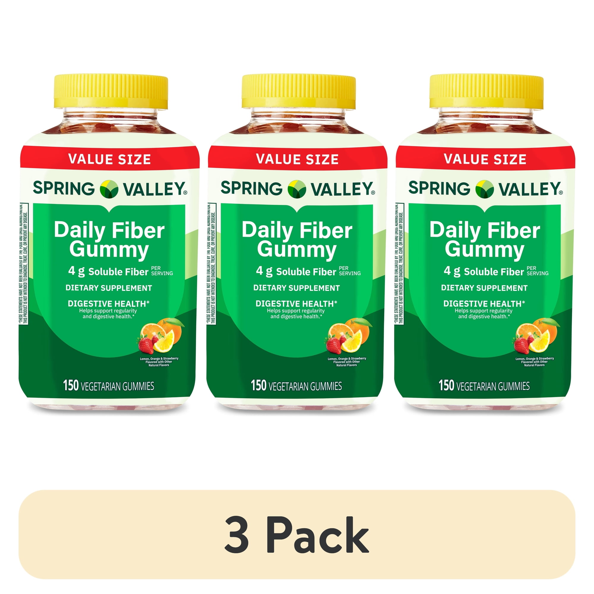 (3 pack) Spring Valley Vegetarian Fiber Gummies, 150 Count
