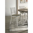 thumbnail image 3 of Rustic Farmhouse 5-Piece Counter Height Dining Set: Antique White & Ash Brown Two-Tone Solid Wood Table with 4 Chairs, Pedestal Base, Knotty Oak Veneer, Seats 4 for Dining Room, 3 of 15