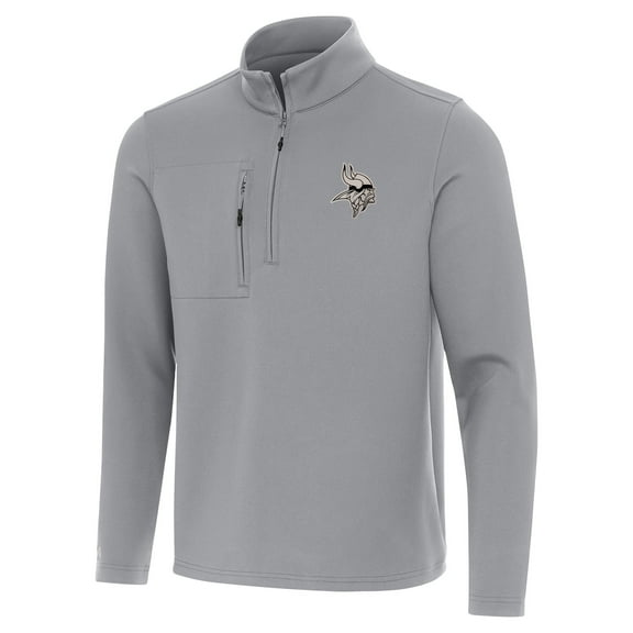 Men's Antigua  Gray Minnesota Vikings Insider Quarter-Zip Jacket