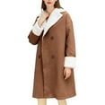 thumbnail image 2 of Women's Fleece Lined Trench Coat, Mid-Length Casual Windbreaker, Soft Plush Inner Layer Jacket, Elegant Outerwear, Comfortable Daily Wear Coat Brown L, 2 of 5