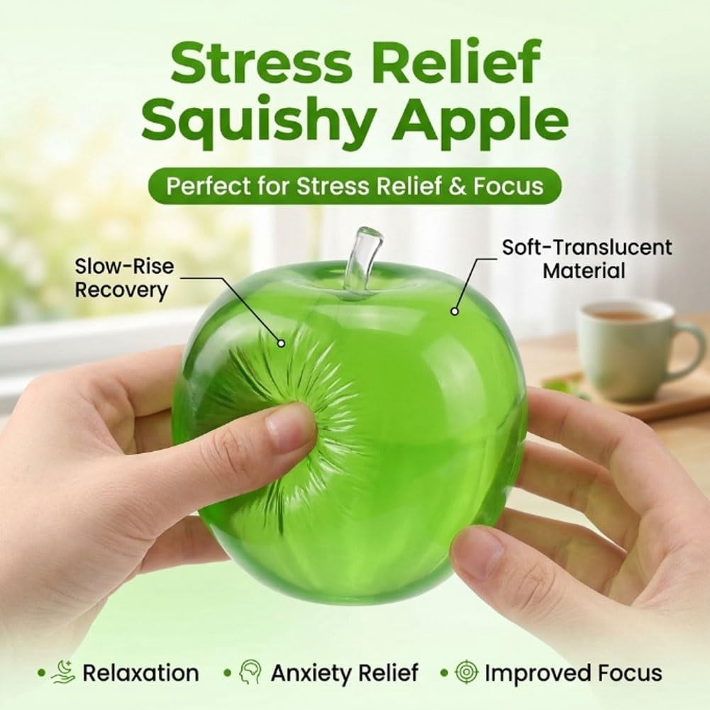 Apple Squishy, Green/Red Squishy Apple Giant Fruit Squishies Realistic Oversized Slow Rising Squeeze Fidget Stress Ball for Home Office
