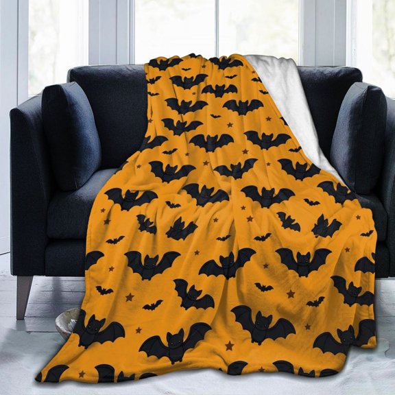 Halloween Gift Blanket,Bat Flannel Throw, Soft Cozy Blanket for Bedroom Sofa Couch Dorm, Spooky Halloween Home Decor 50x40