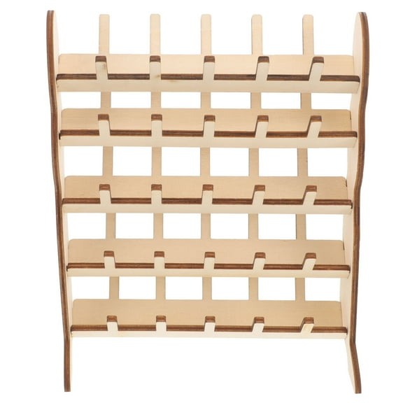 Pawsdot Khaki Wood Thread Organizer Spool Storage Stand for Sewing and Craft Supplies