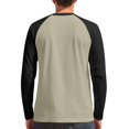 thumbnail image 4 of WTOBBY Men's Round Neck Color Block Raglan Long Sleeve T-Shirt Top Contrast Casual Shirt for Everyday Wear and Stylish Outfits,Beige L, 4 of 6