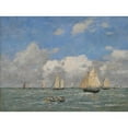 thumbnail image 3 of Eugène Boudin 14x11 Black Modern Framed Museum Art Print Titled - The Release of the Boats in Trouville (1893), 3 of 5