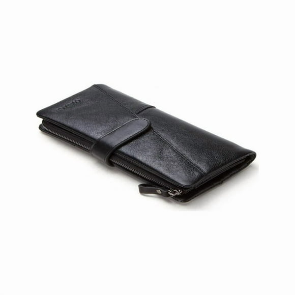 jfhsbd Outdoor Sport Black Angel Casual Fashion Splicing Long Cowhide Men'S Wallet, Three-Fold Clutch with Buckle