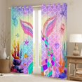 thumbnail image 2 of Feelyou Mermaid Tale Blackout Curtains Set of 2 (52x84 Each), Ocean Window Curtains, 2 of 6