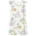 thumbnail image 3 of WOYY Girl's Cartoon Cat Print Ruffle Sleeve Dress Summer Casual A-Line Dress, Sizes 3-10, 3 of 3