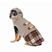 Vibrant Life Pet Jacket for Dogs and Cats: Grey and Plaid Pieced Style with Sherpa Lining and Toggles, Size XS