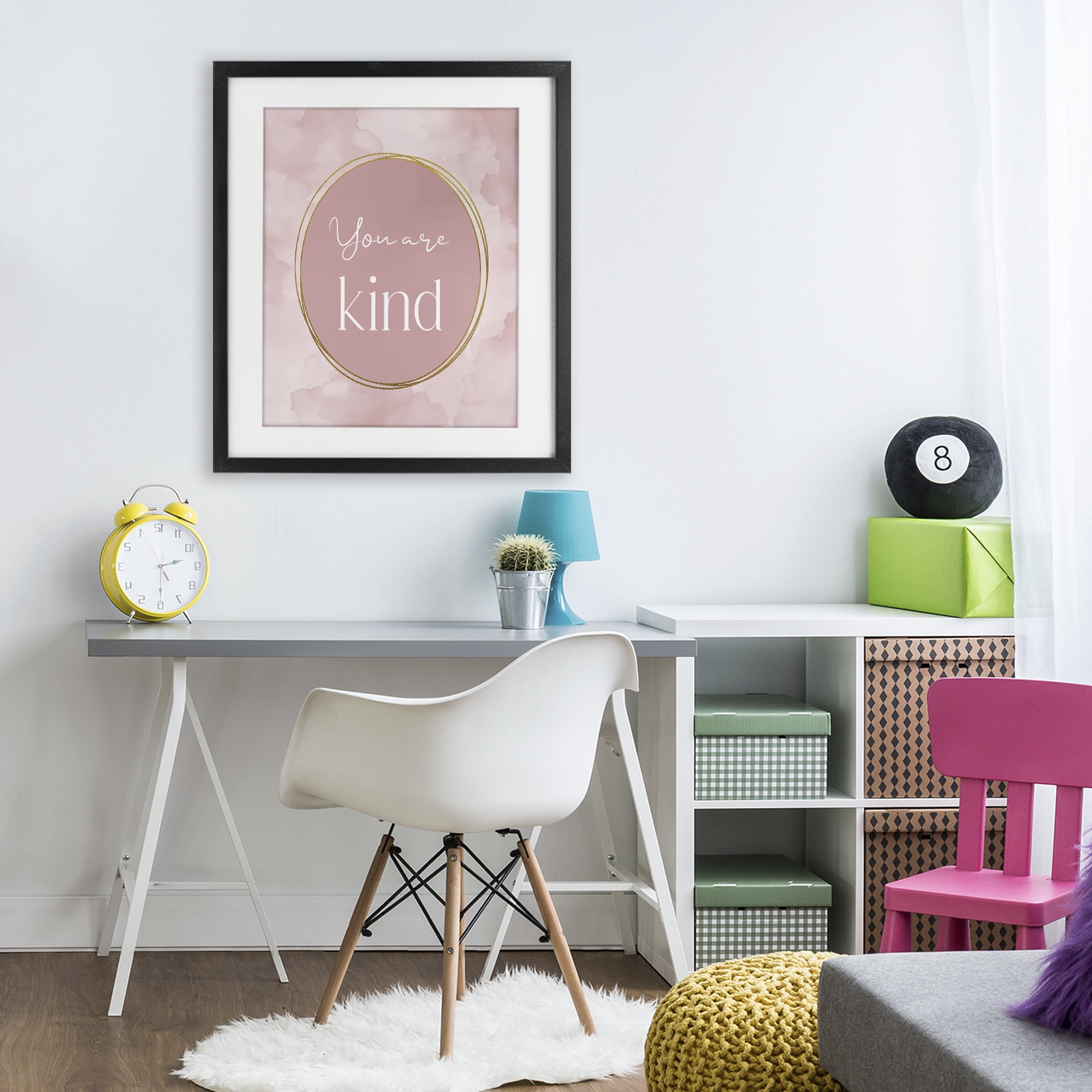 Stupell Industries Pink Golden Affirmation Black Framed Print Under Glass, design by Christine Simpson Art