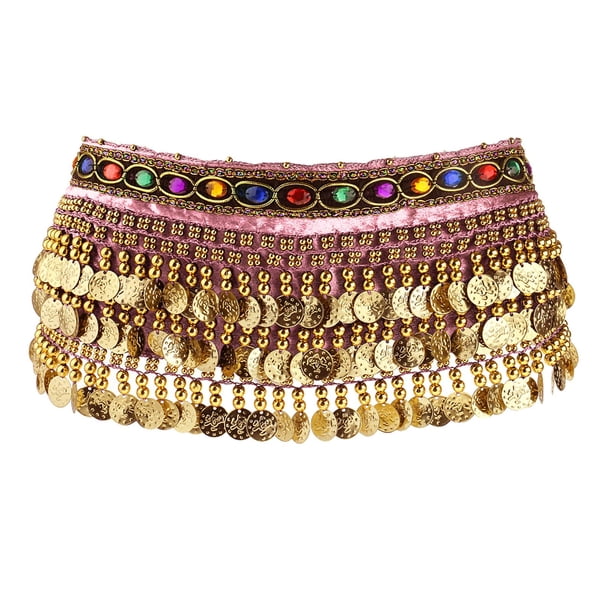 Bufanda de cadera Yuyangstore para danza del vientre con borlas de lentejuelas Rosa