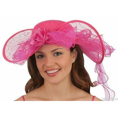 Fuchsia Southern Belle Costume Hat Kentucky Derby Colonial Western Lace Womens