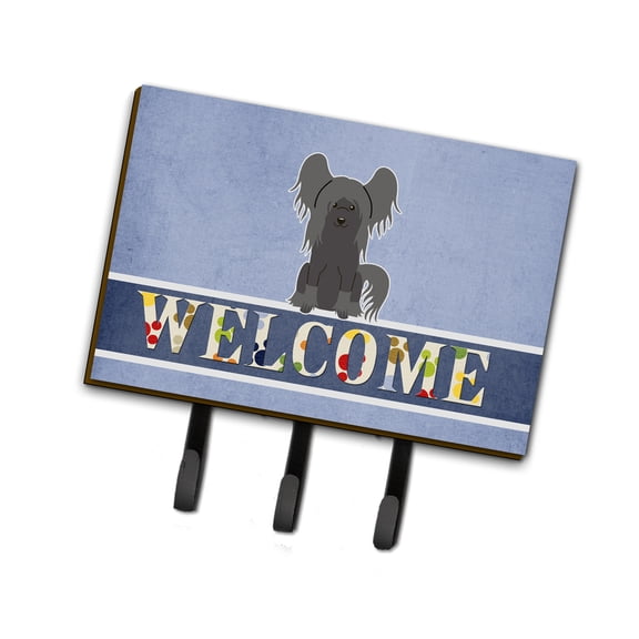 Carolines Treasures BB5693TH68 Chinese Crested Black Welcome Leash or Key Holder Triple multicolor