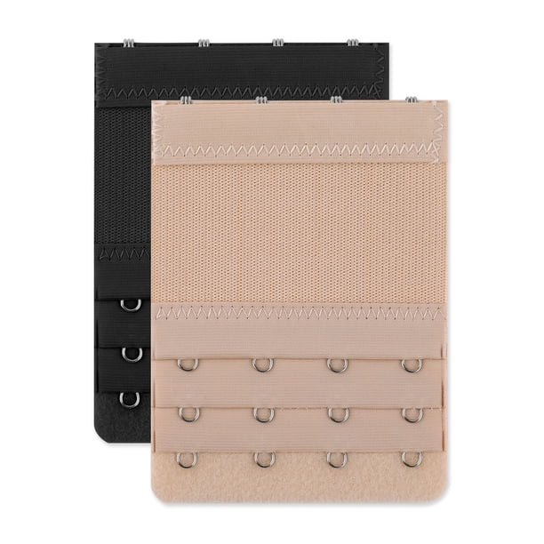 Sujetador Sujetador Elástico Extensores Extensión Gancho 3 Filas(2/3/4 Gancho)Para Las Mujeres Negro 2 + Albaricoque 4 Ganchos