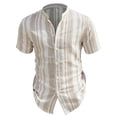 thumbnail image 7 of VgaVtl Collared Shirts for Men Button up Summer Short Sleeve Striped Holiday Mens Clothes Leisure Beach Turtleneck, 7 of 7