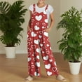 thumbnail image 5 of Women Valentines Overalls Wide Leg Sleeveless Casual Heart Graphic Rompers Valentine Overalls with Pockets, 5 of 7