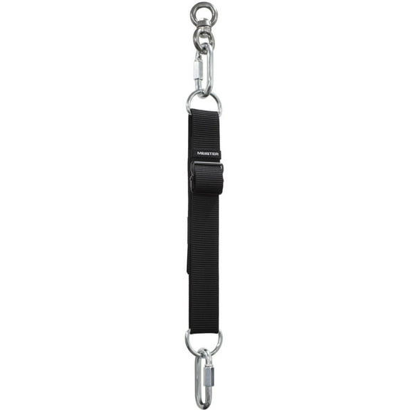 Meister Mounting Extension Strap w/ Swivel & Carabiners for Hanging Heavy Bags - 8" - 38" - Black