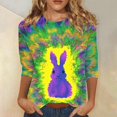 thumbnail image 2 of VNKIDY Womens Easter TShirts Ladies Fashion Easter Bunny Printed Crewneck Three Quarter Sleeve Fit Tees For Daily Wear Pink XXXL, 2 of 5