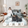 thumbnail image 3 of Castle Fairy Snow Wildlife Bear King Size Comforter Sets 3pcs,Frost Pine Forest Comforters King Size,Brown White Gray,Black Reversible,1 Comforter and 2 Pillowcases, 3 of 6