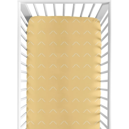UPC: 0846480096634 | Woodland Boho Arrow Mustard and White Fitted Crib Sheet Boy or Girl by Sweet Jojo Designs