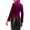 thumbnail image 3 of INSPIRE CHIC Women's Velvet Blazer Lapel Collar Long Sleeve Button Wear-to-Work Suit Jacket XS Purple, 3 of 6