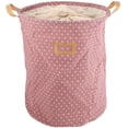 thumbnail image 1 of Caja de almacenamiento plegable, bolsas con cordón, Bolsa de Almacenamiento de Ropa en forma de barril de lunares, sin tapa, manta grande, organización de ropa, 1 of 5