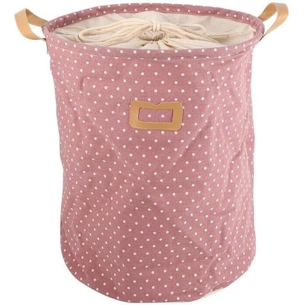 Caja de almacenamiento plegable, bolsas con cordón, Bolsa de Almacenamiento de Ropa en forma de barril de lunares, sin tapa, manta grande, organización de ropa