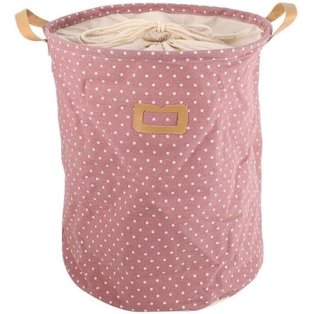Caja de almacenamiento plegable, bolsas con cordón, Bolsa de Almacenamiento de Ropa en forma de barril de lunares, sin tapa, manta grande, organización de ropa