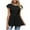 Black-03, variant on Mittory Women's Peplum Tops Tie Flutter Short Sleeve Blouse Eyelet Peasant Lace Top