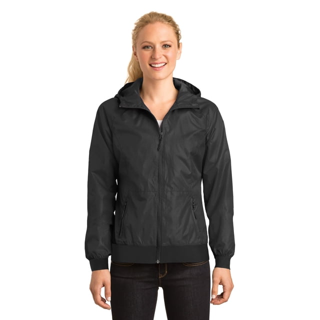 Sport-Tek - Chaqueta cortavientos con capucha para mujer LST53 negro/negro 2XL deporte-tek LST53