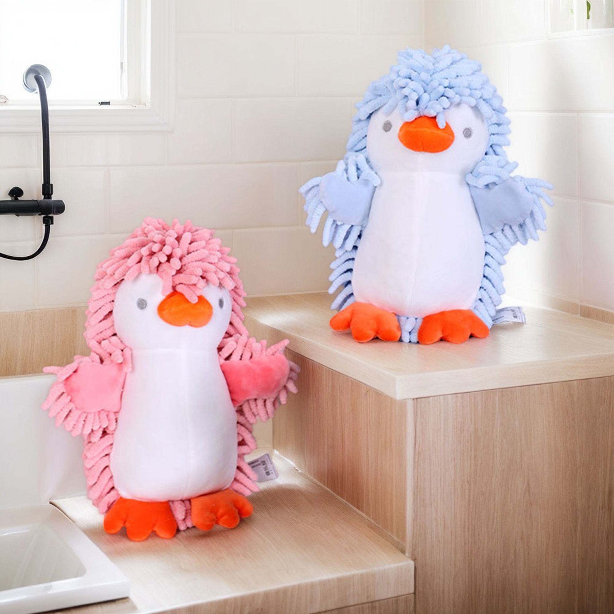 Unique Bargains Cute Cartoon Animal Chenille Hand Towels Grey