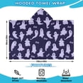 thumbnail image 2 of Dark Purple Halloween Ghosts with Boo Hooded Bath Towel，60"x35" for Ages 3 To 12 Kids, Quick Dry Lightweight Soft Microfiber Hood Beach Towel Cover Up for Kids, 2 of 7