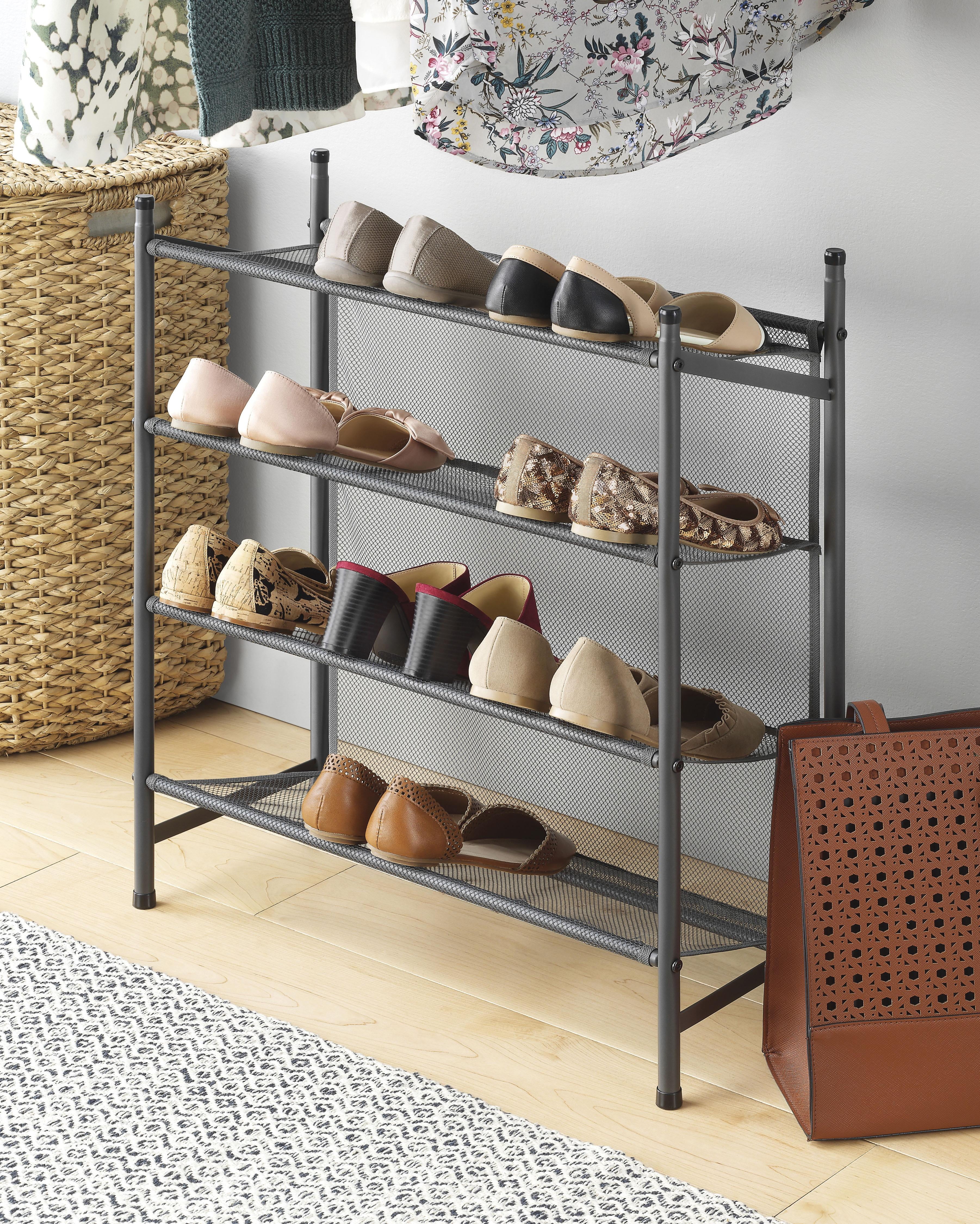Whitmor Metal & Mesh 4-Tier Shoe Rack - Gunmetal Gray