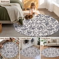 thumbnail image 6 of Spring Flowers Large Area Rugs for Bedroom Living Room, Soft Non Slip Carpet Bedside Rug, Farmhouse Dark Blue Pastoral Floral Leaf Round Floor Cover Kitchen Accent Rug 4' for Dining Room/Office, 6 of 9
