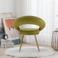 thumbnail image 4 of Velvet Accent Chair, Modern Vanity Chair with Curved Hollow Backrest and Golden Metal Legs, Comfy Conversation Lounge Chair Leisure Armchair for Living Room Bedroom Office, Olive Green, 4 of 9