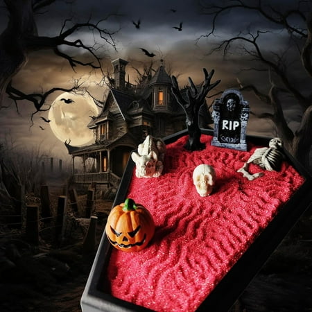 

Halloween Sales Desktop Ornament Coffin Zen Garden Decor For OfficeDesk Meditation&Relaxation Mini Halloween Tabletop Sand Garden Black Wooden Tray Kit Includes Pumpkin Skeleton Dog RIP Etc by Luwxia