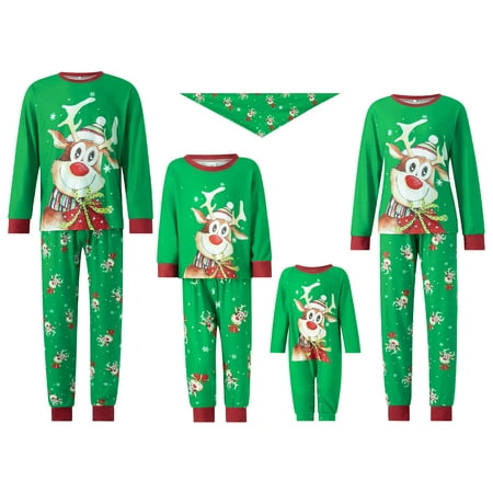 

FOCUSNORM Christmas Family Pajamas Matching Sets Xmas Deer Pjs for Adults Kids Holiday Sleepwear Set