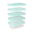 thumbnail image 1 of Sterilite Set of 5 Storage Boxes, Stackable Clear Plastic Storage Bins with Lids, Containers for Home Office and Garage, 6 Quarts, Mindful Mint, 1 of 7