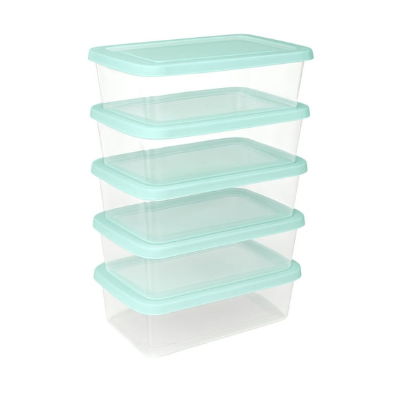 Sterilite 6 Qt Storage Boxes, Clear Plastic Containers with Snap Lids, Set of 60, Mint