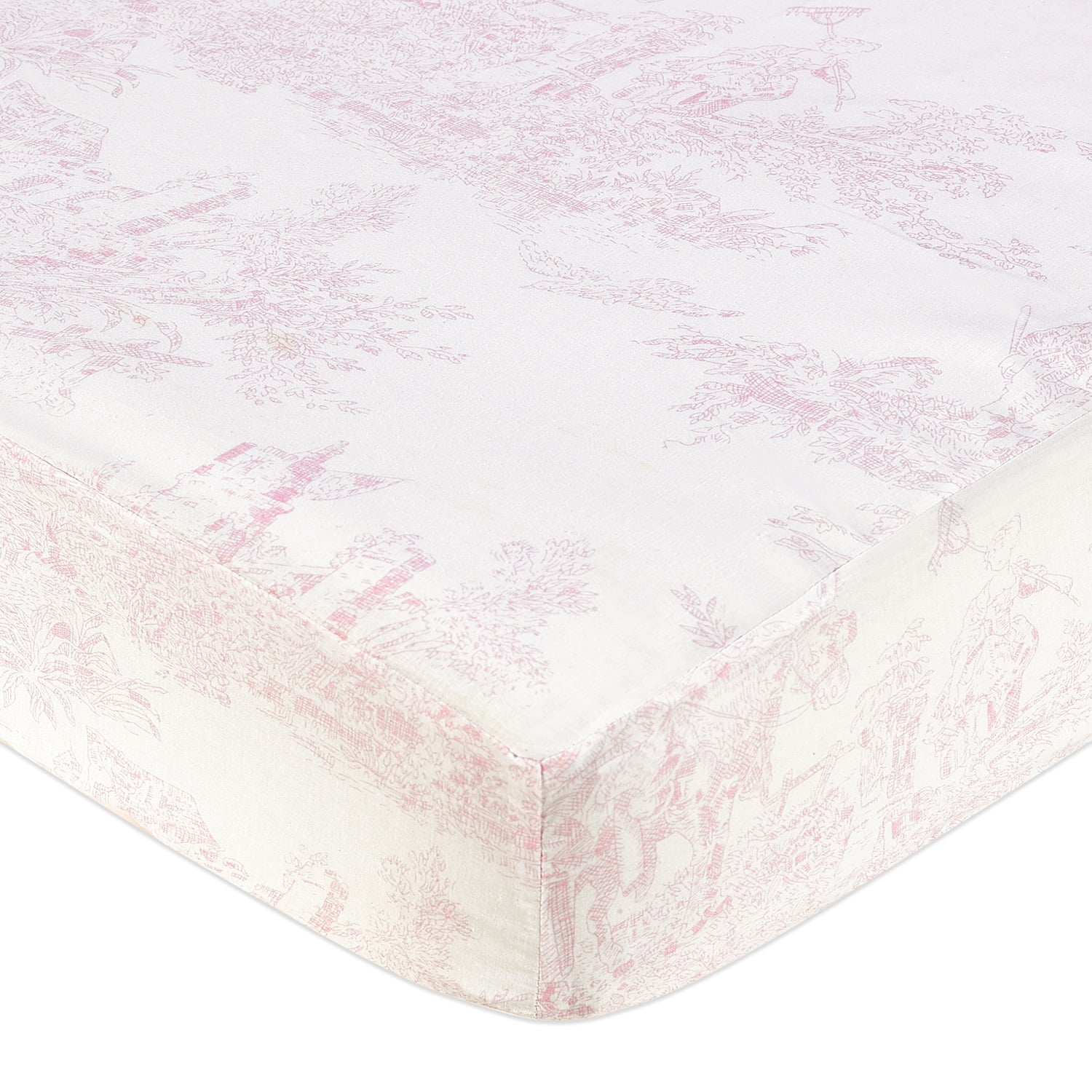 Pink French Toile Fitted Crib Sheet For Baby And Toddler Bedding