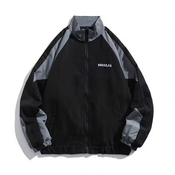 Chaqueta estilo Hip Hop para hombre, abrigo universitario de manga larga con cuello levantado, retales de venta al por menor, cazadora de bloques de Color, chaqueta universitaria fina