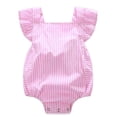 thumbnail image 1 of Barboteuse Sans Manches à Rayures Roses pour Bébés Filles, Tenue d'Été, 1 of 5