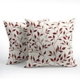 thumbnail image 2 of Red Leaf Pillow Covers 18x18 Inch Set of 2 Neutral Leaves and Branch Outdoor Decorative Throw Pillows Rustic Farmhouse Pillowcases Cushion Covers for Couch Home Decor, 2 of 3
