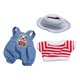 thumbnail image 3 of 3 piezas Mini ropa para muñecas de 6 pulgadas, conjunto de monos para muñecas, conjunto a rayas, disfraces cómodos, ropa de muñeca para niñas pequeñas conjunto de sombrero azul, 3 of 9
