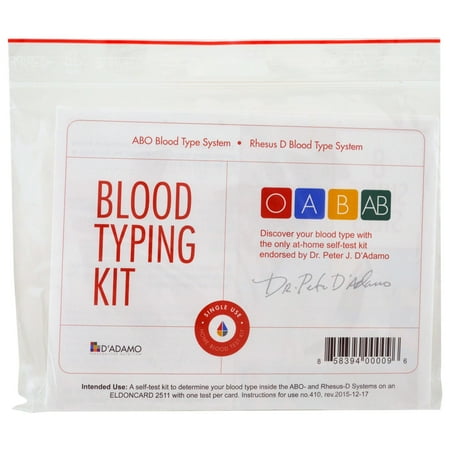 Blood Type Kit - Also Includes: 1 Eldoncard, 1 Lancet, Gauze, Alcohol Wipe, Micropipette