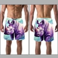 thumbnail image 3 of luoweisi Men's Beach Shorts Quick Dry Swim Trunks with Mesh Lining Abstract Rhinoceros S, 3 of 5