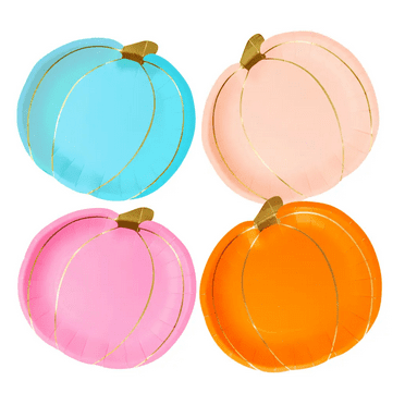Colorful Pumpkin Shaped Party Plates for Halloween, Thanksgiving & Autumn