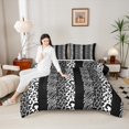 thumbnail image 4 of Homewish Fashion Cheetah Print Queen Comforter Set, Wildlife Leopard Lover Bedding Sets, Modern Art Grey Polkadots Reversible Bedding Comforter Set, Super Cozy Room Decor, 3-Piece, 4 of 8