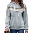 thumbnail image 1 of Sudadera con capucha para mujer, empalme de encaje, manga larga, cordón, sudadera con capucha para mujer, para el trabajo diario, escuela, gris, XL, 1 of 6